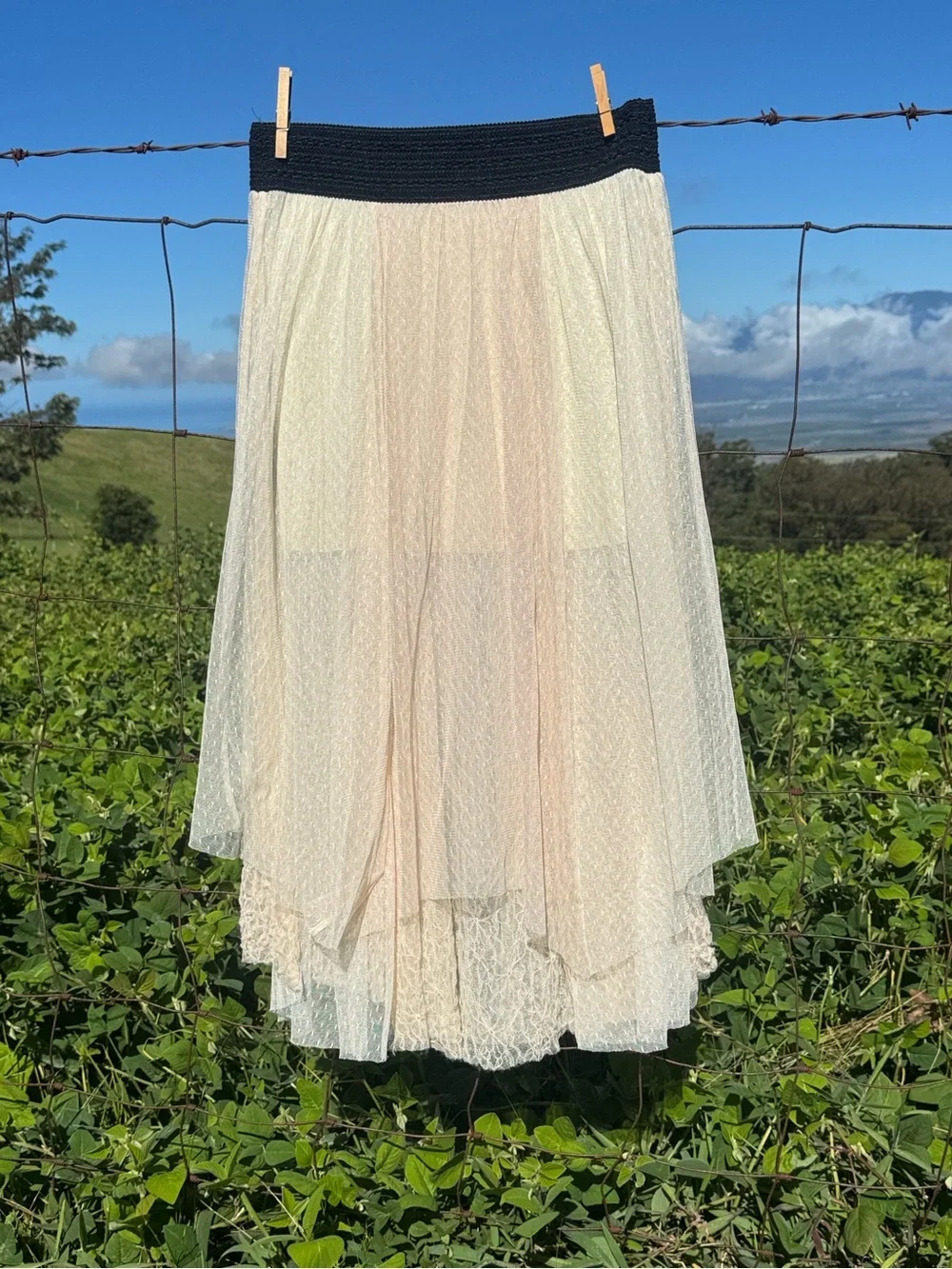 Free People Sugar Plum Fairy Tutu Midi Skirt Ivory cottage Whimsical Boho chic S